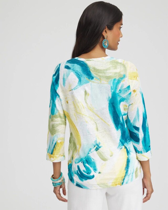 Linen Watercolor 3/4 Sleeve Tee - image 3